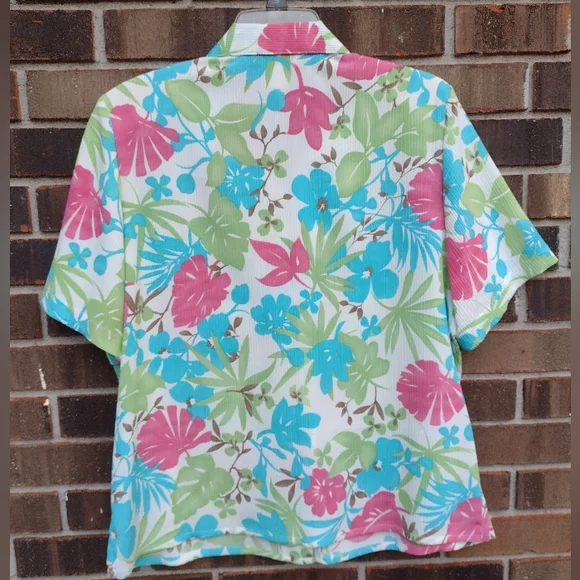 Allison Daley Petite Tropical Floral Blouse 12P - Picture 4 of 9